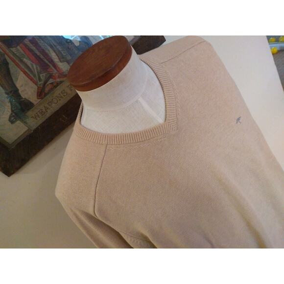 FYNCH-HATTON SUPERSOFT COTTON Men's 3XL V Neck Tan Sweater Jumper - Picture 2 of 12